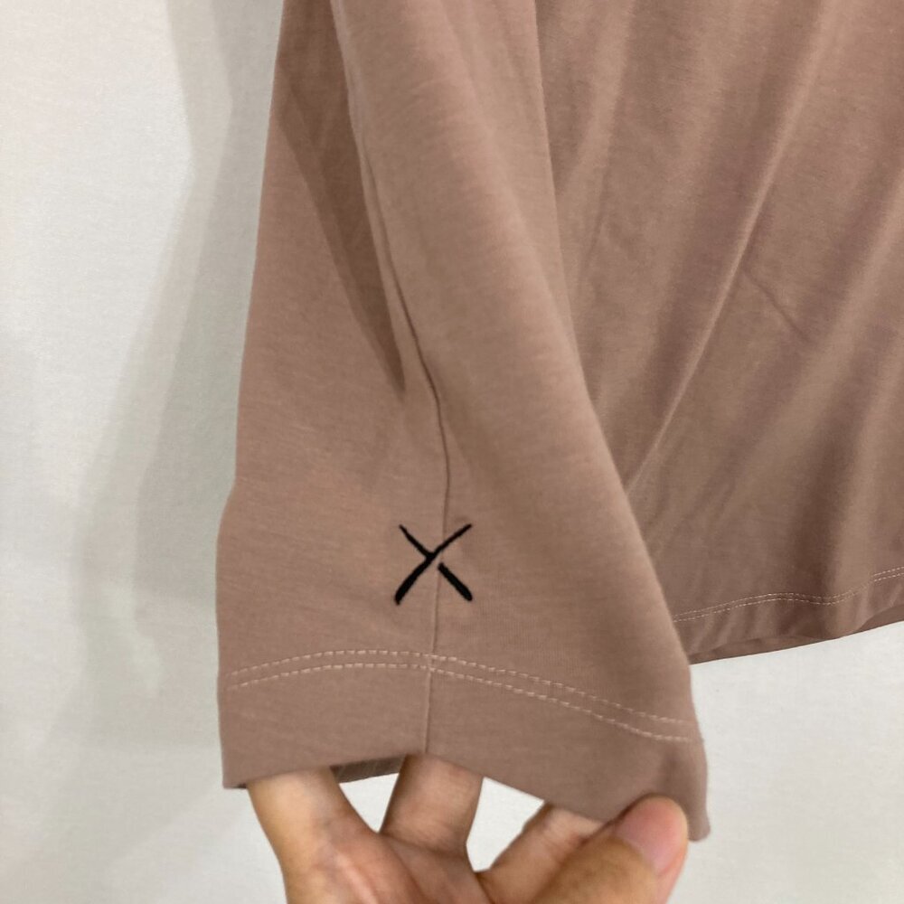 CUTS Taupe Tan Curve Hem Crew Neck Signature Fit Stretch Shirt Mens Large - Picture 6 of 9